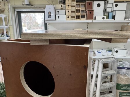 Exclusieve bosuil nestkast &ndash; betontriplex &ndash; groot model